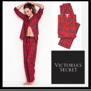 Victoria's Secret Red Plaid Flannel Pajama Set NWT